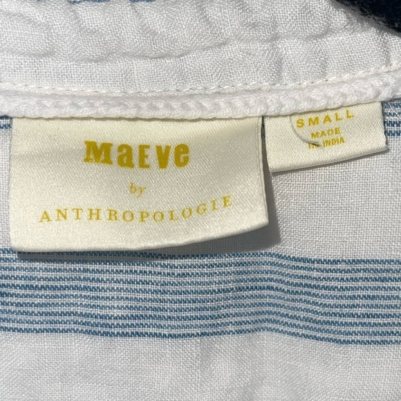 MAEVE Anthropologie Blue White Linen Lace Sleeveless Edinboro Top Small - Picture 8 of 8